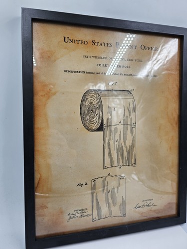 Toilet Paper Roll Patent Wall Art Print, Framed Bathroom Decor 15x12 | eBay