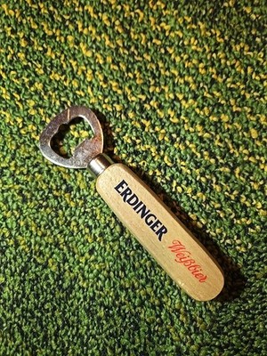 Erdinger Weissbier  Beer Bottle Opener With Wooden Handle Germany 5 1/2  New