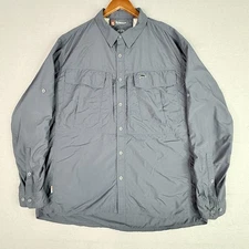Simms Guide Series Shirt Mens 2XL Gray Vented Fly Fishing Double Breast Pocket