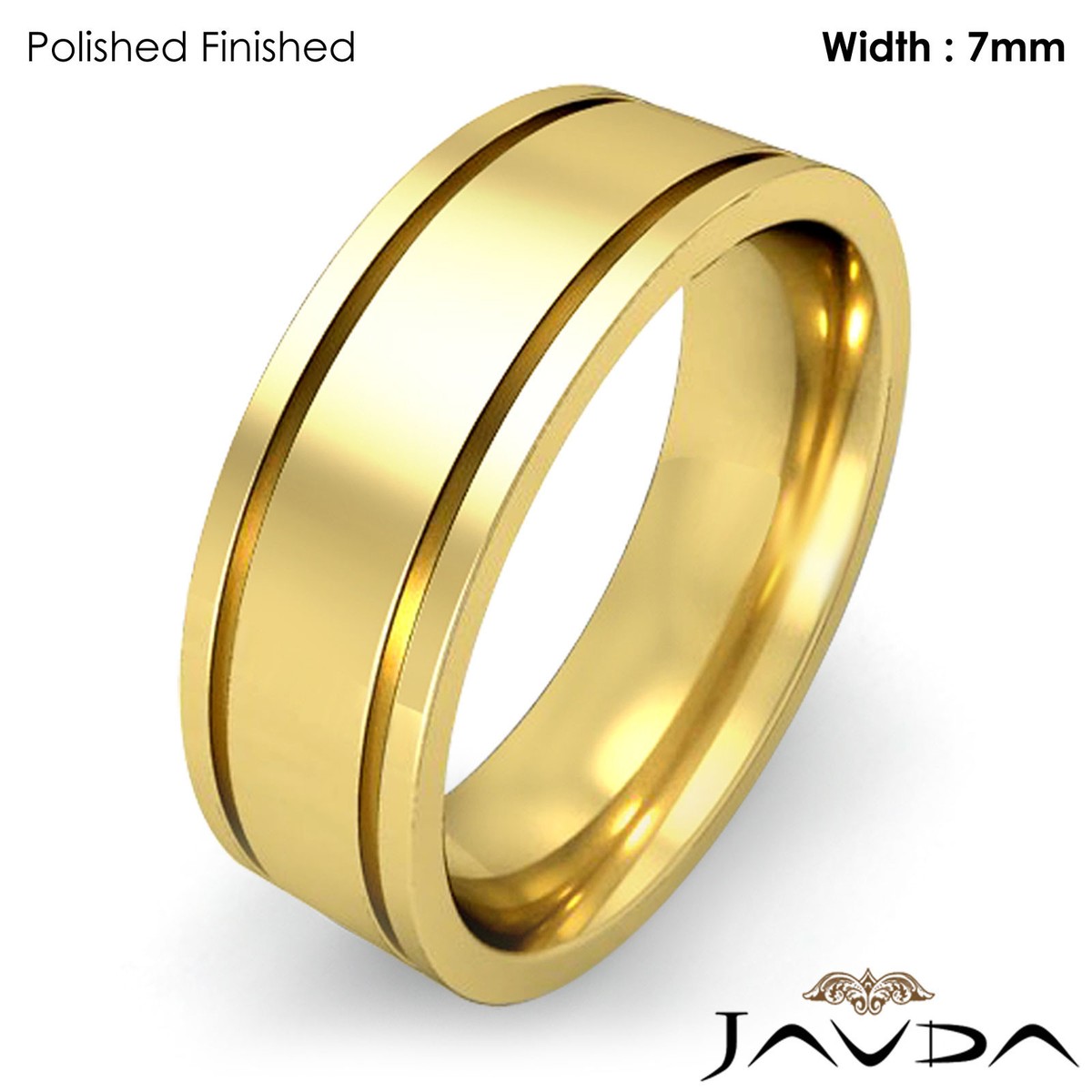Wedding Band Flat Fit Plain Ring Women Solid 7mm 18k Yellow Gold Sz 