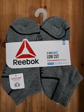 Reebok Boys LOW CUT Socks SMALL 6pk Gray Black White Performance Training NEW