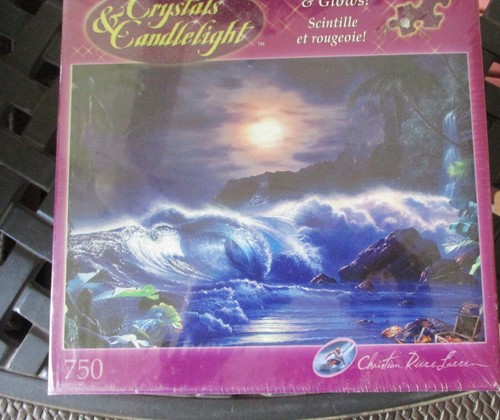 750 Piece Crystals & Candlelight Puzzle "Great Answer" Glitter+ Glows Rose Art - Picture 2 of 3