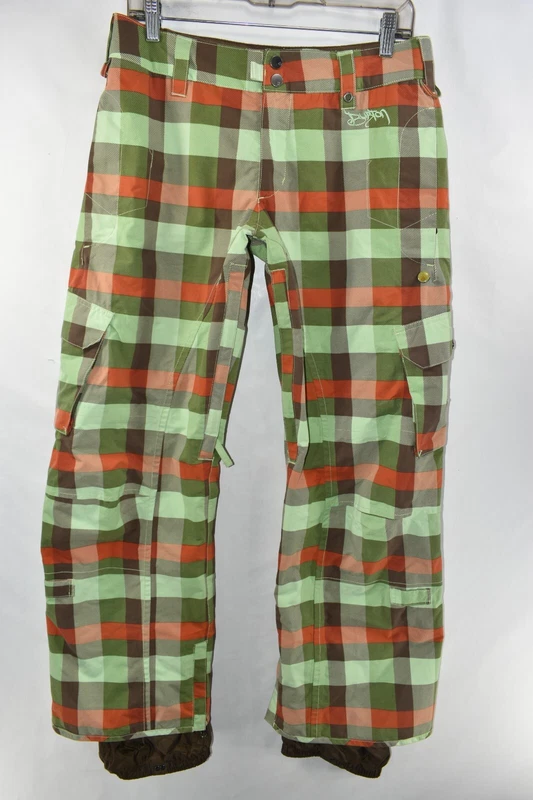 burton stow cargo lined ski snow board tartan pants