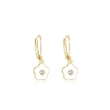 White Flower Climber Earrings, Hypoallergenic Nickel-Free Brass Jewelry for Girl