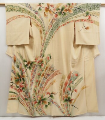 Simon Ha專用 5025T04z780 Vintage Japanese Kimono Silk TSUKESAGE Flowers Sand