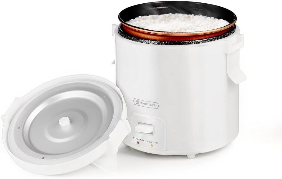 1.0L Mini Rice Cooker,WHITE TIGER Portable Travel Steamer Small,15 Minutes Fast