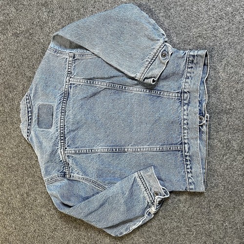 vtg 90s levis 74027 Denim Jean Jacket Youth Size 7 Blue Trucker Coat Button Up - Picture 2 of 8