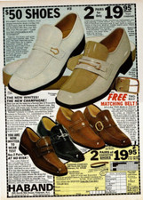 1977 Vintage Print Ad Haband $50 Shoes vs 2 Pairs 19.95 Two-Way Matching Belt