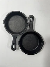Lot Of 2 Lodge 3.5" Mini Cast Iron Skillet USA MS 2 And 4