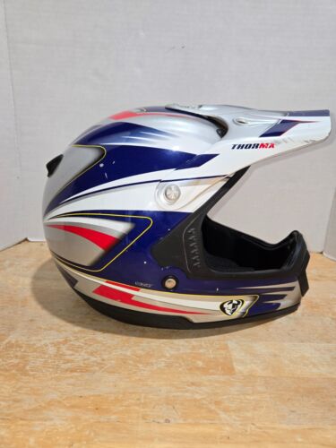 THOR MX SVR Adult Large Silver/Blue/Red Motocross Dirt Bike Riding Helmet