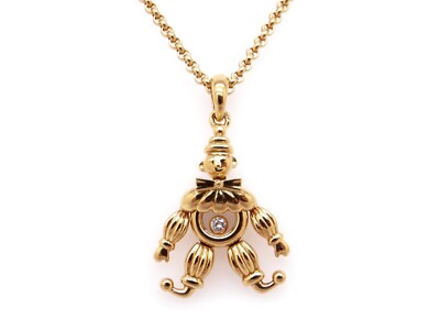 Chopard 18k Yellow Gold Diamond Clown Pendant Happy Diamonds