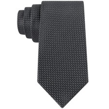 KENNETH COLE REACTION Gray Black Slim Neat Geometric Silk Tie