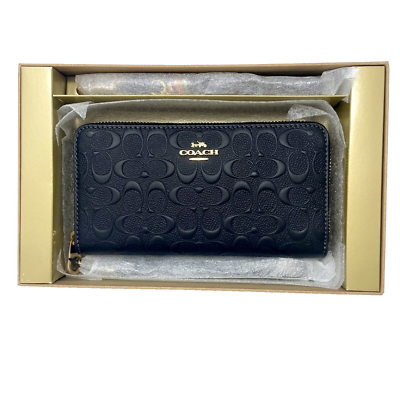 NWT COACH Boxed Long Zip Around Wallet In Embossed Signature