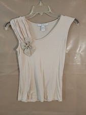 MNG by Mango Beige Sleeveless Shirt With Bow, Size Extra Small Dress/Casual