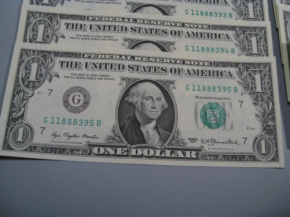 11 CU Consecutive Serial Number 1977 FRN Notes # G 11888390-400 B. #23 - Image 4 of 4