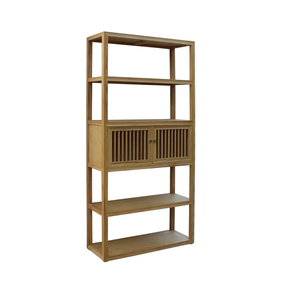 Armario divisor de estantería puertas persianas madera cruda natural claro cs4593 Foto 3 de 4
