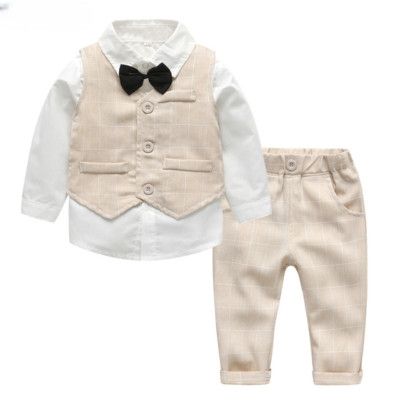 Autumn  Boy Suit Gentleman Wedding Formal Vest Tie Shirt Pant 4Pcs Sets