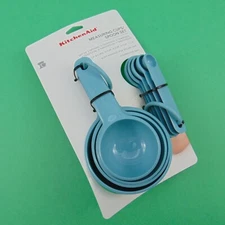 KitchenAid Measuring Cups Spoons Teaspoons Set Soft Grip Green Color KQ475OHAQA