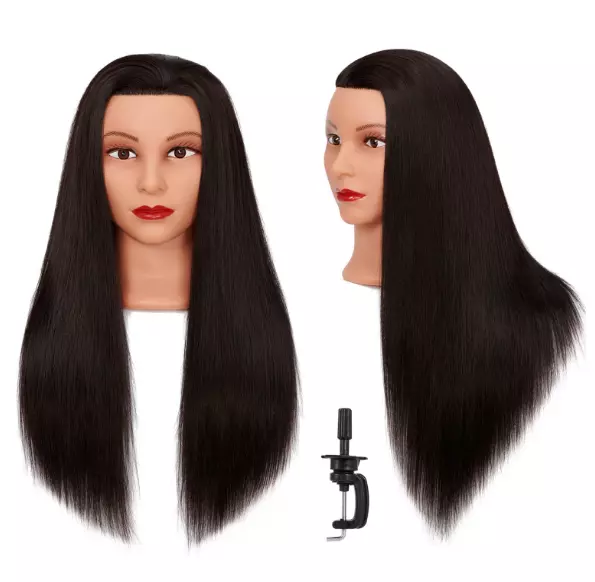 Human hair mannequin head with stand hotsell