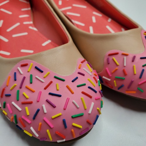 Schuh Bäckerei rosa Streusel flach Damen Größe 5 Donut Design Süßigkeiten für Ihre Füße - Bild 2 von 10