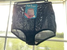   Vintage  Fun Skin  Granny Panties Underwear  Black  Sz 36  2X  Stretch Control