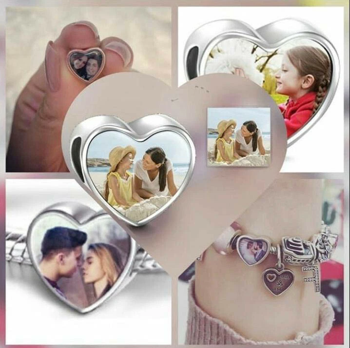 Charms Ciondolo Bead da Donna Argento Foto Personalizzata  per Bracciale collana - Immagine 2 di 4