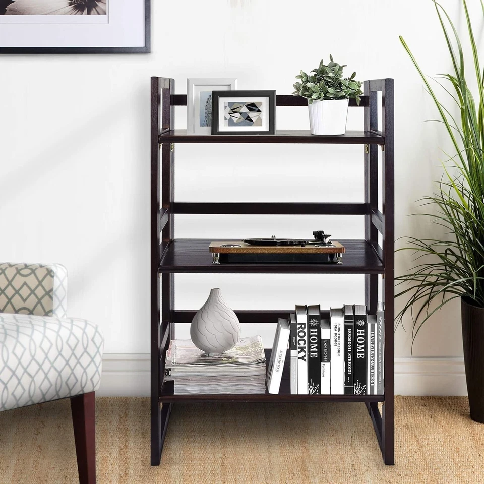 3 Tier Portable Bookshelf Bookcase For Small Space Dorm Open Three Shelf Display - Image 4 of 4
