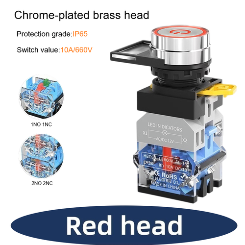 22mm Metal Flat Head Illuminated Button Switch IP65DPDT110VAC Start Stop Control - Picture 20 of 24