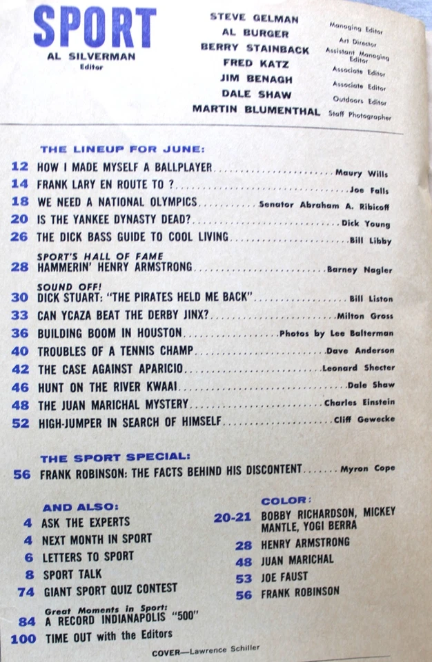 SPORT MAGAZINE JUNE 1963 ALL SPORTS NEWS - BASEBALL'S MAURY WILLS - VINTAGE Foto 4 de 4