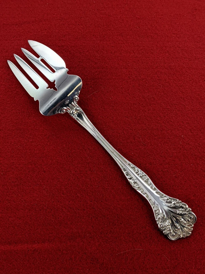 Tenedor de carne fría florentino vintage de plata esterlina Alvin 1900 sin monograma Foto 4 de 4