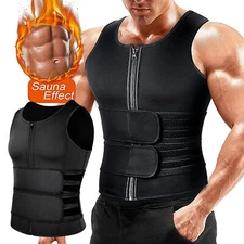 Men's Compression Sauna Suit Sweat Vest Waist Trainer Body Shaper Tank Top Shirt