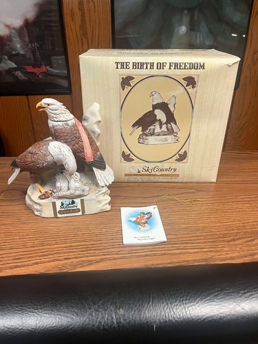 1976 Ski Country Empty Birth of Freedom eagle family Decanter & Box - Jim Beam