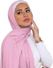 Classy Solid Color Jersey Hijab Lightweight Soft Muslim Head Scarf Long Scarf.