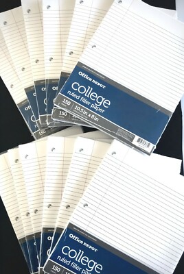 Office Depot Filler Paper College or Wide Ruled 150 sheets 3-6-or 12 ...