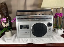 Vintage Silver RT435 Cassette Recorder BOOMBOX Portable Radio Shin-Shirasuna