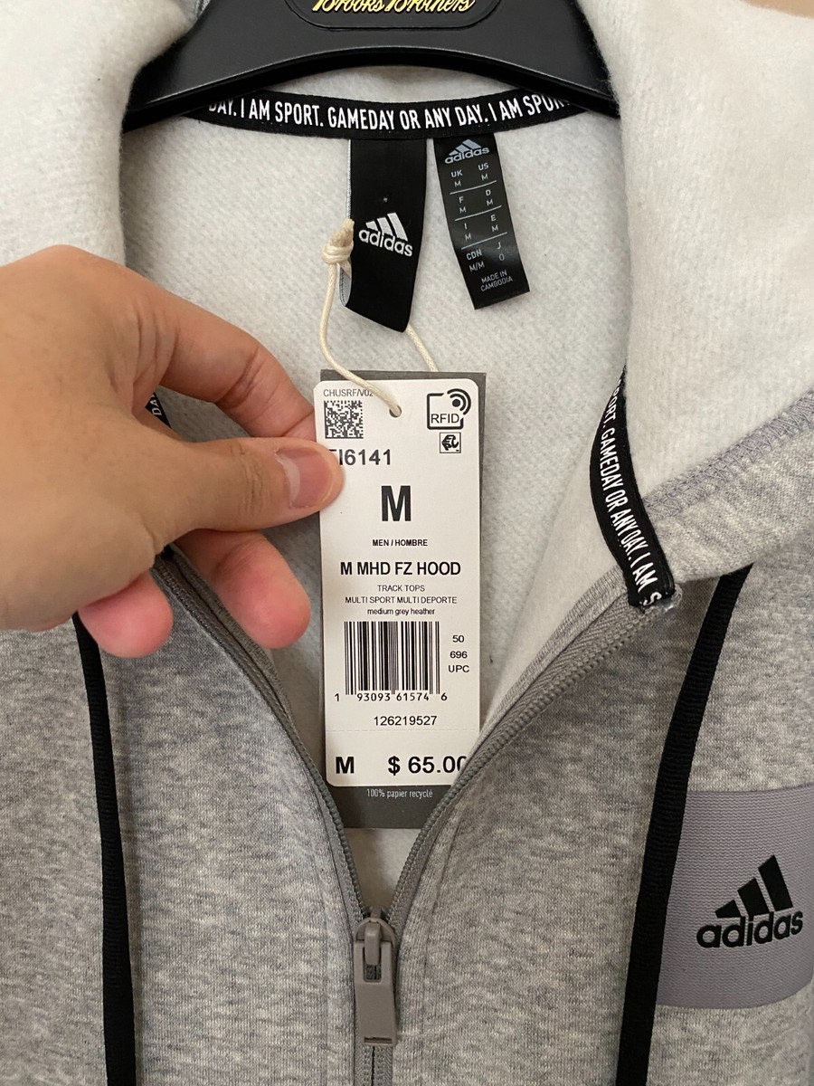 Adidas Light Grey Full Zip Sweatshirt Hoodie Medium NWT | eBay