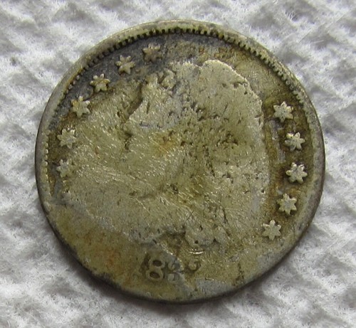 1832 Capped Bust Silver Half Dime Rare Key Date Cleaned Damaged Hole Filler