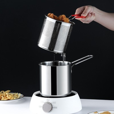 Kleine 304 Edelstahl Friteuse Topf Ölsparpfanne für Hausmannskost