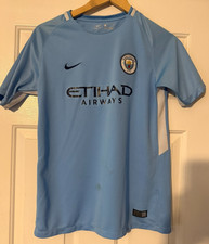 Manchester City 2017 2018 Home jersey Nike Boys size XL Blue football Stained
