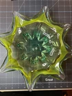 Large 12" Vintage Murano Sommerso Starburst Art Glass Centerpiece Bowl - Green