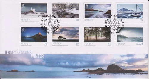 GB JERSEY 2016 Seasons/Winter Coastal Scenes SG 2109-2116 FDC FORTS LIGHTHOUSES