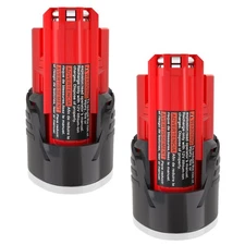 2 Packs 12V Battery for Milwaukee M12 Battery, 3.0Ah M-12 Batteries Compatibl...
