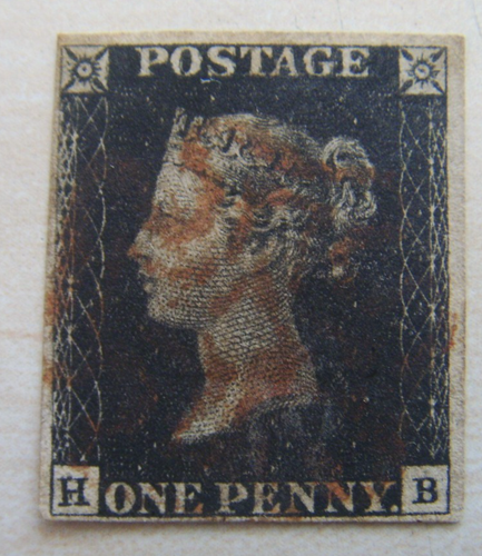 Seltene Briefmarke Penny Black 1840 Großbritannien, Königin Victoria