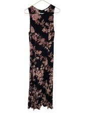 Flynn Skye Maxi Dress Size Large Floral Front Slits Sleeveless Black Pink Boho