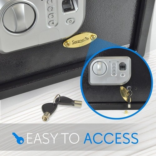 SereneLife Electronic Fingerprint Safe Box w Mechanical Override, Includes Keys - Picture 3 of 8