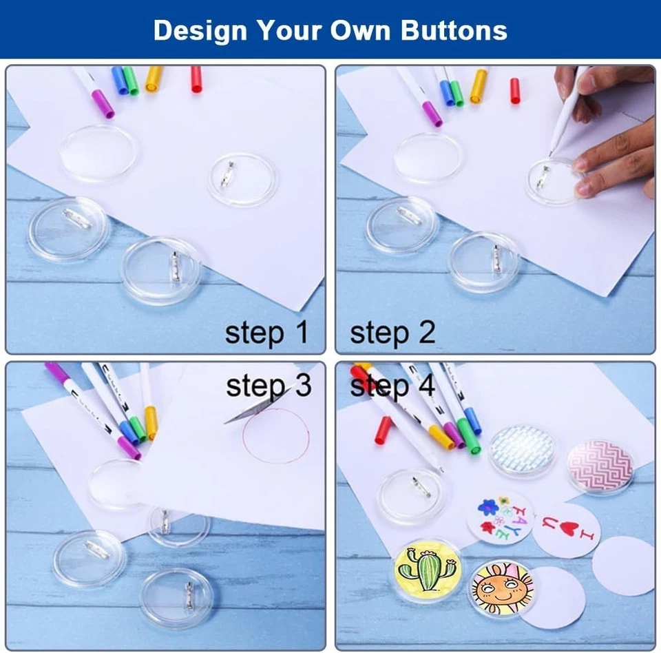 30 Stück Buttons Selber Machen Ohne Buttonmaschine, DIY Transparente Buttons - Bild 4 von 4