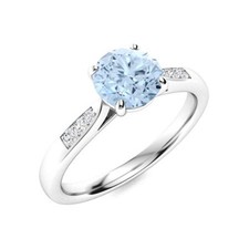 Sterling Silver Aquamarine Stone Prong Solitaire Art Deco New Ring Jewelry