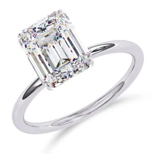 IGI 2.55 Ct Emerald Lab Grown Diamond Solitaire Engagement Ring 14k White Gold