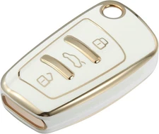 X AUTOHAUX Car Key Fob Cover 3 Button Remote Case TPU White 