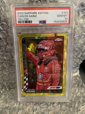 2025 Topps Chrome Sapphire Edition F1 Carlos Sainz Yellow /75 PSA 10